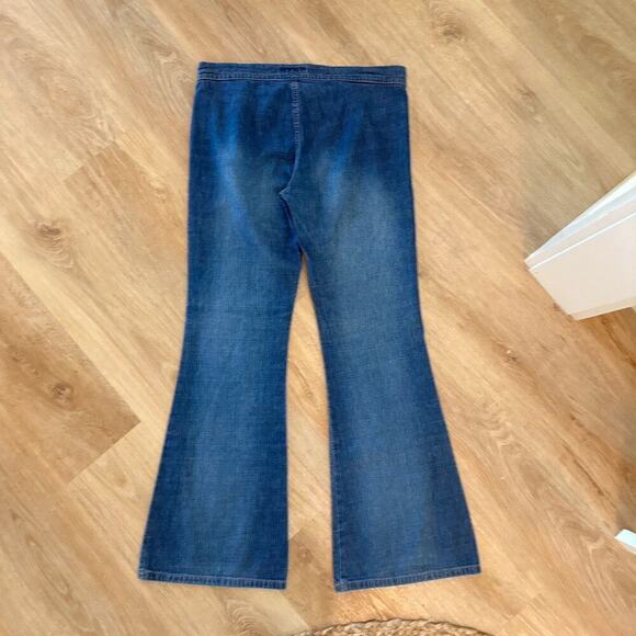 Y2K LEI Jeans Women’s 9 Flare Low Rise Denim Tie Closure 00s Bratz Boho 34x31 - Picture 4 of 11